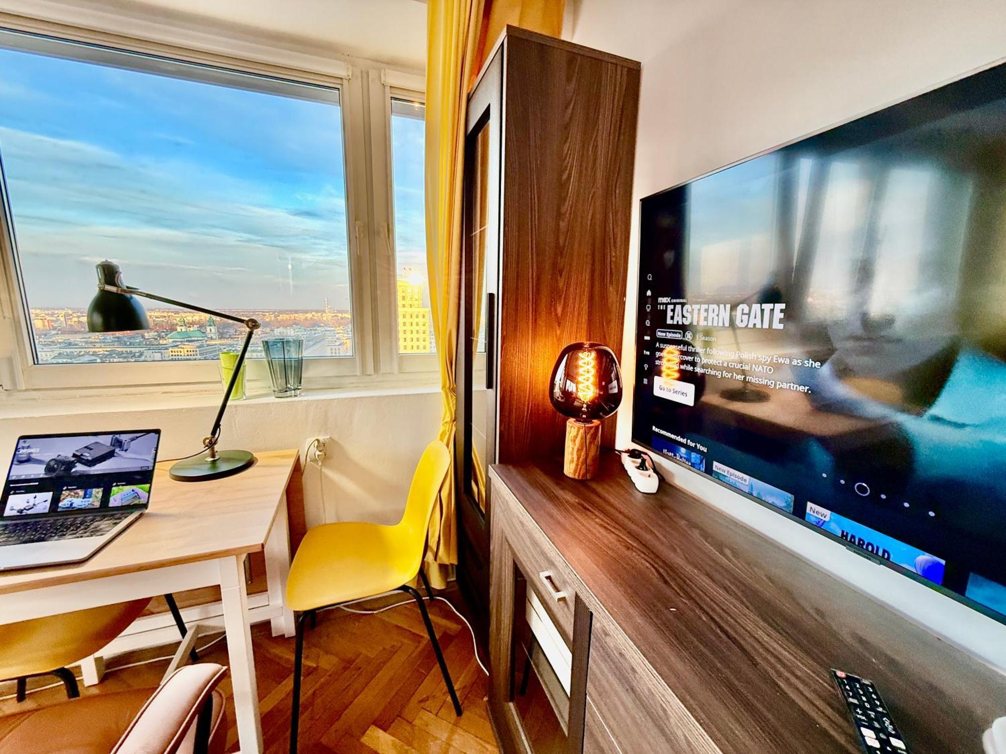 Super Apartment Yellow 2X Metro Fast Wifi 1 Gbs Netflix Panorama Miasta Varşovia Exterior foto