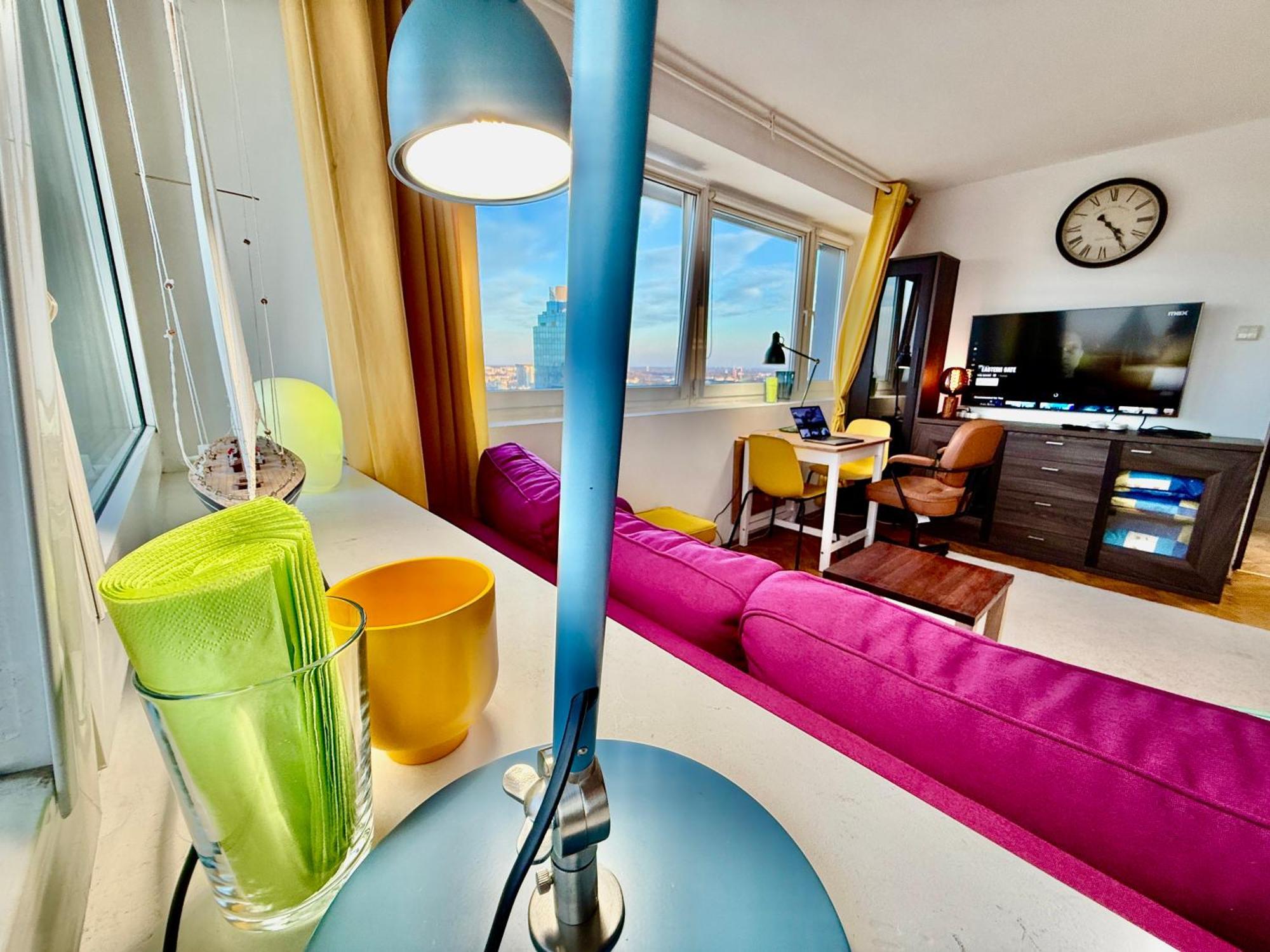 Super Apartment Yellow 2X Metro Fast Wifi 1 Gbs Netflix Panorama Miasta Varşovia Exterior foto
