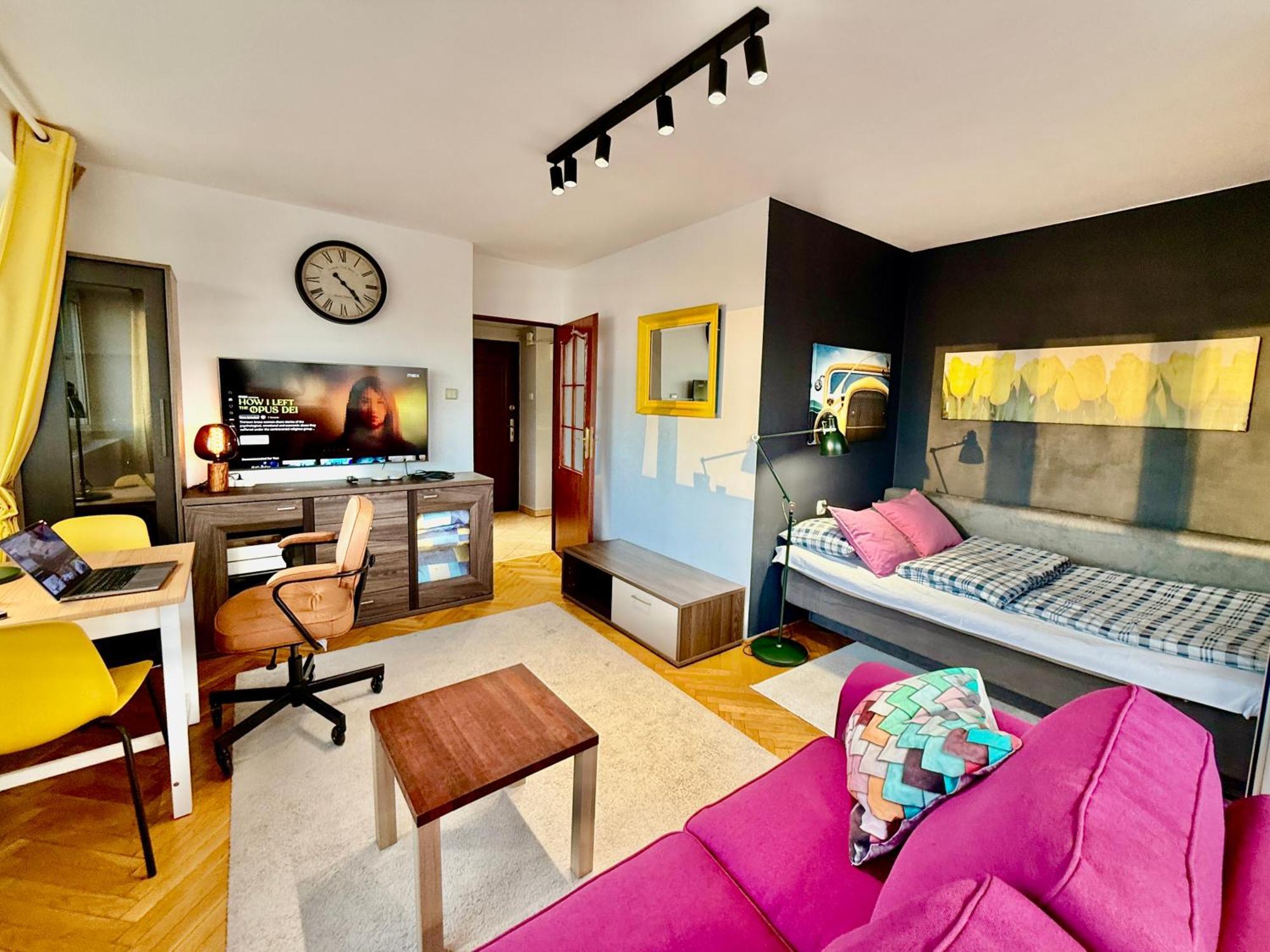 Super Apartment Yellow 2X Metro Fast Wifi 1 Gbs Netflix Panorama Miasta Varşovia Exterior foto