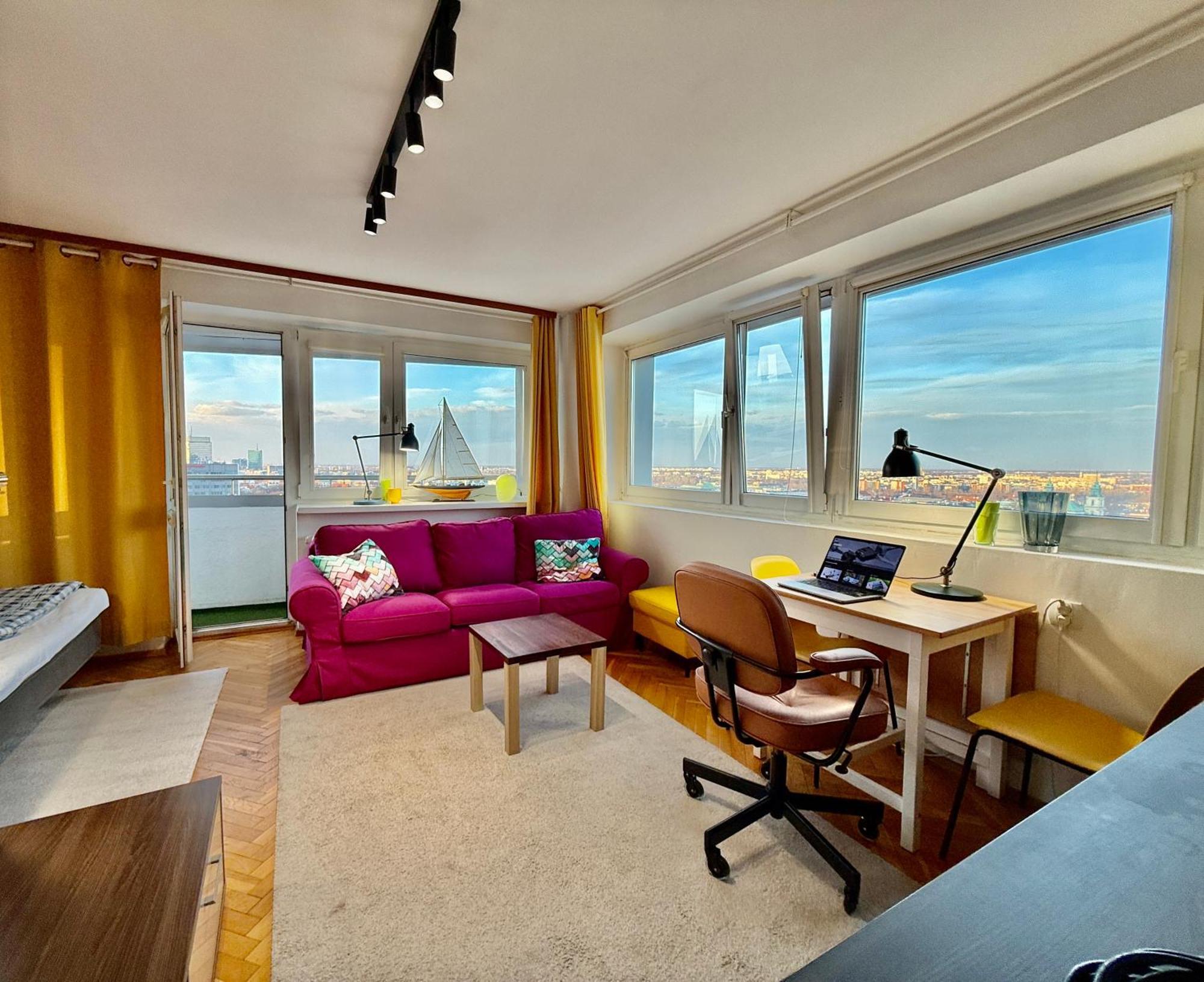 Super Apartment Yellow 2X Metro Fast Wifi 1 Gbs Netflix Panorama Miasta Varşovia Exterior foto