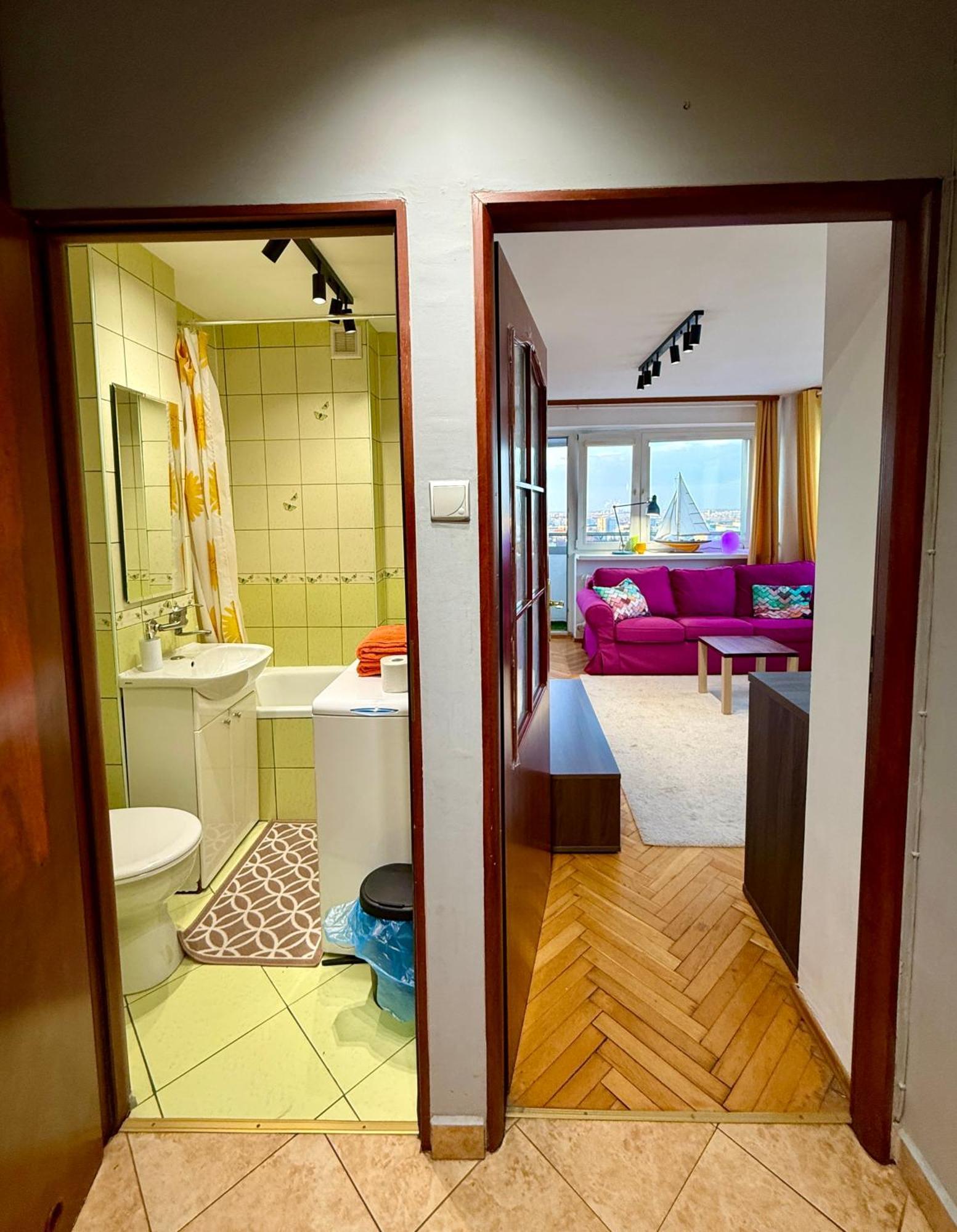 Super Apartment Yellow 2X Metro Fast Wifi 1 Gbs Netflix Panorama Miasta Varşovia Exterior foto