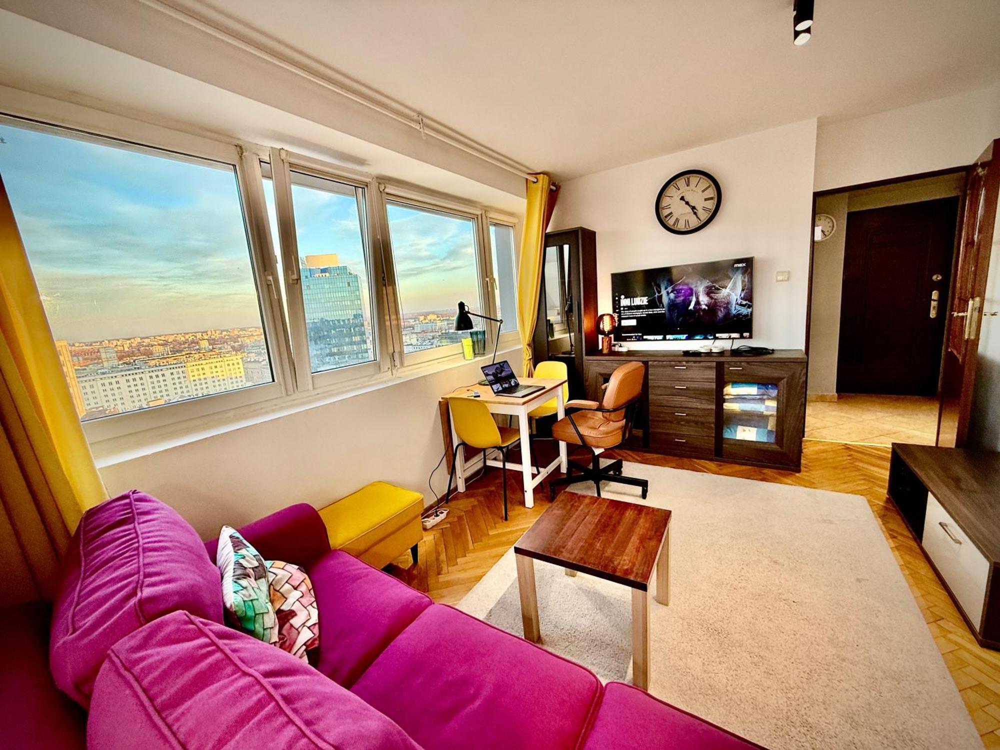 Super Apartment Yellow 2X Metro Fast Wifi 1 Gbs Netflix Panorama Miasta Varşovia Exterior foto